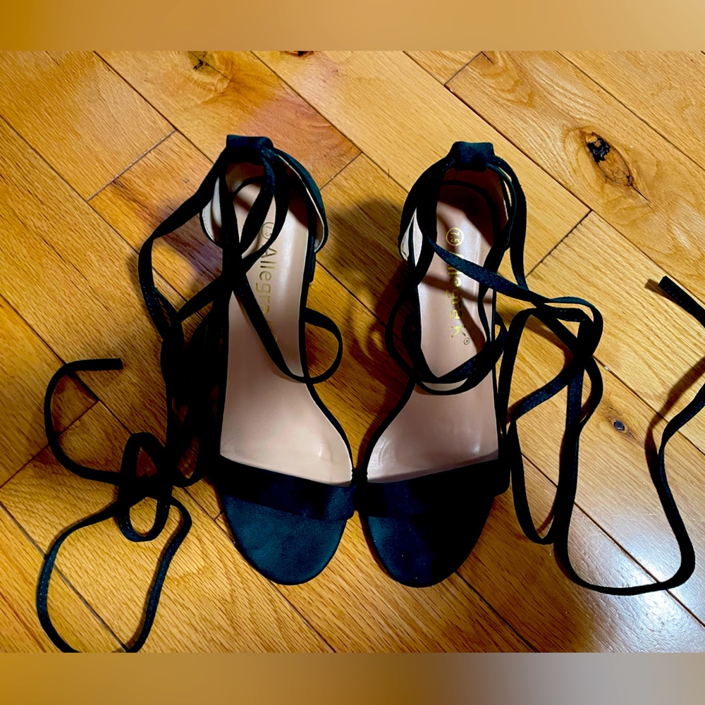 Green velvet sandals